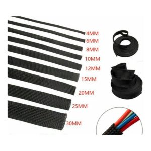 Black Braided Sleeve 15mm (10m)